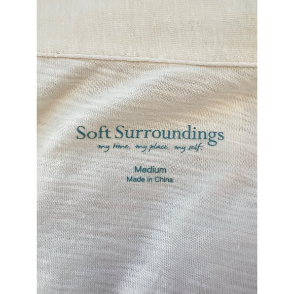Soft Surroundings Danielle Button Up Blouse sz M Cream Sharkbite Hem Tunic Top - Picture 6 of 7
